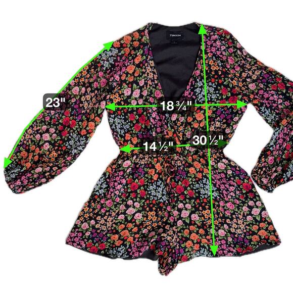 Yumi Kim Floral Print Romper Women's Large Long Balloon Sleeves Flowy Romantic - Picture 4 of 16